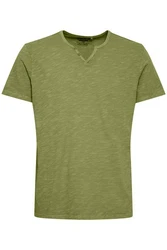 BLEND T-Shirt 'Ashton' Split Neck Tee Dunkelgrün/Grün/Türkis