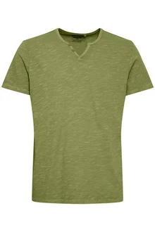BLEND T-Shirt 'Ashton' Split Neck Tee Dunkelgrün/Grün/Türkis