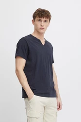 BLEND T-Shirt 'Ashton' Split Neck Tee Dunkelblau/Dunkelgrau/Schwarz/Grau/Blau