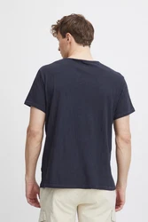 BLEND T-Shirt 'Ashton' Split Neck Tee Dunkelblau/Dunkelgrau/Schwarz/Grau/Blau