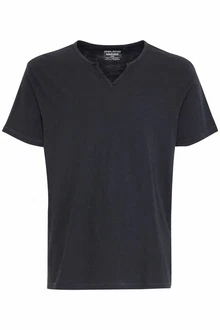 BLEND T-Shirt 'Ashton' Split Neck Tee Dunkelblau/Dunkelgrau/Schwarz/Grau/Blau