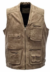 Zimmert Leather Lederweste Nilo Grau/Braun
