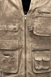 Zimmert Leather Lederweste Nilo Grau/Braun