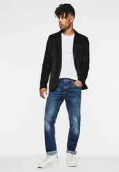 STREET ONE MEN Cordjacke mit Reverskragen Dunkelblau/Schwarz/Hellblau