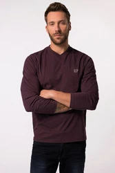 JP1880 Langarmshirt Basic V-Ausschnitt Bordeaux/Dunkelrot