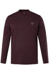JP1880 Langarmshirt Basic V-Ausschnitt Bordeaux/Dunkelrot
