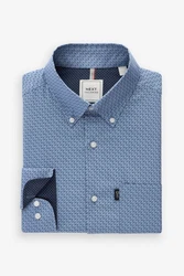 Next Langarmhemd Pflegeleichtes Button-Down-Oxford-Hemd Dunkelblau/Blau/Hellblau/Grau