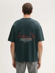 TOM TAILOR Denim Oversized T-Shirt mit Stickerei Dunkelgrün/Schwarz/Grün