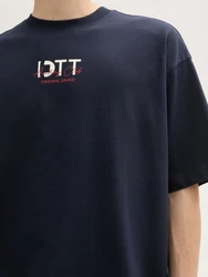 TOM TAILOR Denim Oversized T-Shirt mit Stickerei Schwarz/Dunkelblau