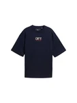 TOM TAILOR Denim Oversized T-Shirt mit Stickerei Schwarz/Dunkelblau