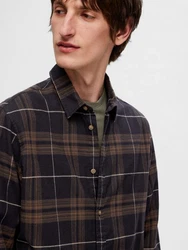 SELECTED HOMME Langarmhemd SLHowen Dunkelgrün/Hellblau/Dunkelblau/Dunkelbraun