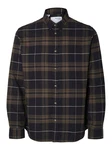 SELECTED HOMME Langarmhemd SLHowen Dunkelgrün/Hellblau/Dunkelblau/Dunkelbraun