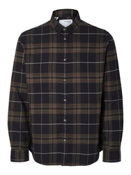 SELECTED HOMME Langarmhemd SLHowen Dunkelgrün/Hellblau/Dunkelblau/Dunkelbraun