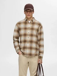 SELECTED HOMME Hemd Owen Braun/Beige