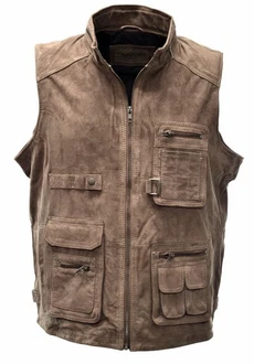 Zimmert Leather Lederweste Julius Grau/Braun