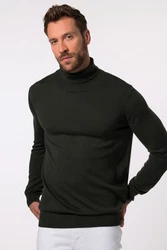 JP1880 Rundhalspullover FLEXNAMIC Merino Mix Dunkelgrün/Schwarz