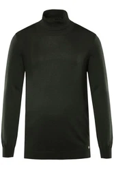 JP1880 Rundhalspullover FLEXNAMIC Merino Mix Dunkelgrün/Schwarz
