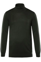 JP1880 Rundhalspullover FLEXNAMIC Merino Mix Dunkelgrün/Schwarz
