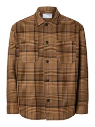 SELECTED HOMME Langarmhemd Braun/Orange/Beige