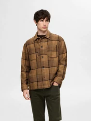 SELECTED HOMME Langarmhemd Braun/Orange/Beige