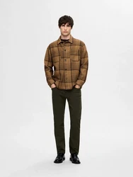 SELECTED HOMME Langarmhemd Braun/Orange/Beige