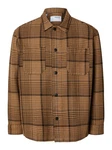 SELECTED HOMME Langarmhemd Braun/Orange/Beige