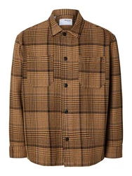 SELECTED HOMME Langarmhemd Braun/Orange/Beige