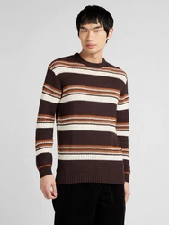 KnowledgeCotton Apparel Rundhalspullover karamell/hellbraun/dunkelbraun/offwhite