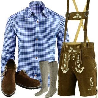 Myooka Trachtenlederhose Set Herren 5 Teilig