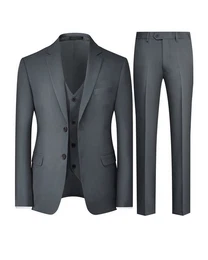 Anzug (3 tlg, Sakko & Weste & Hose) Herren Businessanzug Slim Fit Anzge im eleganten Look
