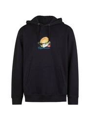 Cleptomanicx Hoodie Kapuzensweatshirt Boxy Hooded WTFISH Dunkelblau/Schwarz/Blau