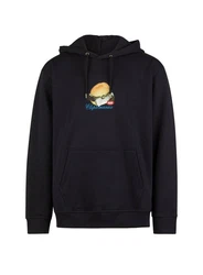 Cleptomanicx Hoodie Kapuzensweatshirt Boxy Hooded WTFISH Dunkelblau/Schwarz/Blau