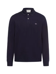 GANT Poloshirt REGULAR SHIELD LONGSLEEVE PIQUE RUGGER Dunkelblau/Blau