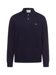 GANT Poloshirt REGULAR SHIELD LONGSLEEVE PIQUE RUGGER Dunkelblau/Blau