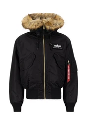Alpha Industries Winterjacke Bomber Jacket 45/P Hooded Schwarz/Dunkelblau