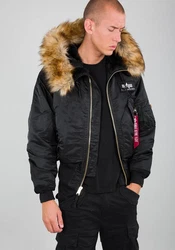 Alpha Industries Winterjacke Bomber Jacket 45/P Hooded Schwarz/Dunkelblau