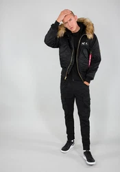 Alpha Industries Winterjacke Bomber Jacket 45/P Hooded Schwarz/Dunkelblau