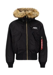 Alpha Industries Winterjacke Bomber Jacket 45/P Hooded Schwarz/Dunkelblau