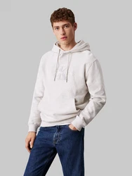 Calvin Klein Jeans Kapuzensweatshirt CHENILLE MONOLOGO HOODIE hellgrau/weiß