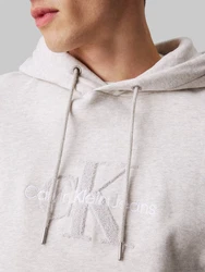 Calvin Klein Jeans Kapuzensweatshirt CHENILLE MONOLOGO HOODIE hellgrau/weiß
