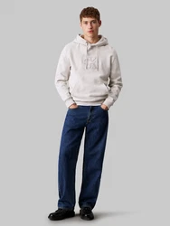 Calvin Klein Jeans Kapuzensweatshirt CHENILLE MONOLOGO HOODIE hellgrau/weiß