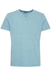 BLEND T-Shirt 'Ashton' Split Neck Tee Blau/Hellblau