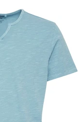 BLEND T-Shirt 'Ashton' Split Neck Tee Blau/Hellblau