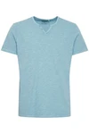 BLEND T-Shirt 'Ashton' Split Neck Tee Blau/Hellblau
