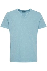 BLEND T-Shirt 'Ashton' Split Neck Tee Blau/Hellblau