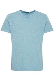 BLEND T-Shirt 'Ashton' Split Neck Tee Blau/Hellblau