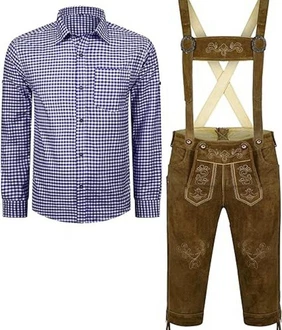ALL THE GOOD Trachtenlederhose Herren Trachtenset Bayerische Oktoberfest (BLR01)