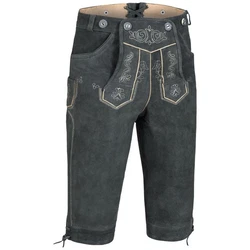 PAULGOS Trachtenhose Herren Lederhose Kniebund Dunkelgrau/Khaki/Dunkelblau/Dunkelgrün/Schwarz/Grau