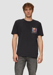 Kurzarmshirt Gewaschenes T-Shirt mit Front- und Rckenprint Waschung