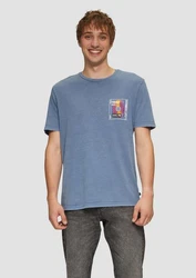 QS Kurzarmshirt Blau/Hellblau